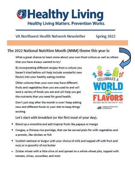 V20 Spring Healthy Living Spring Newsletter Picture of first page