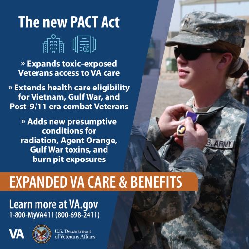 Image with text Contact 1-800-698-2411 for more information about the PACT Act